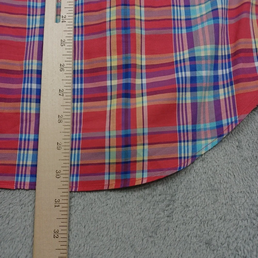Ralph Lauren Shirt Mens Small Red Plaid Long Sleeve Button Down Preppy A4